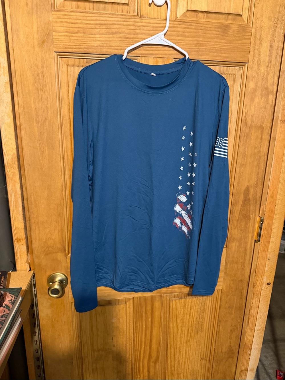 Men's Long Sleeve Blue Patriotic Performance Shirt